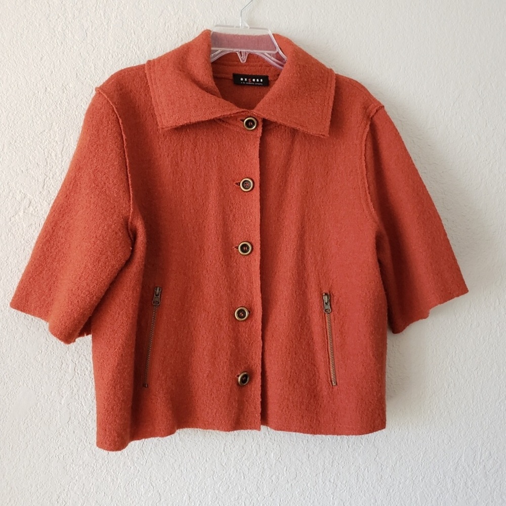Vintage Cropped Wool Cape Coat Burnt Orange Size XL